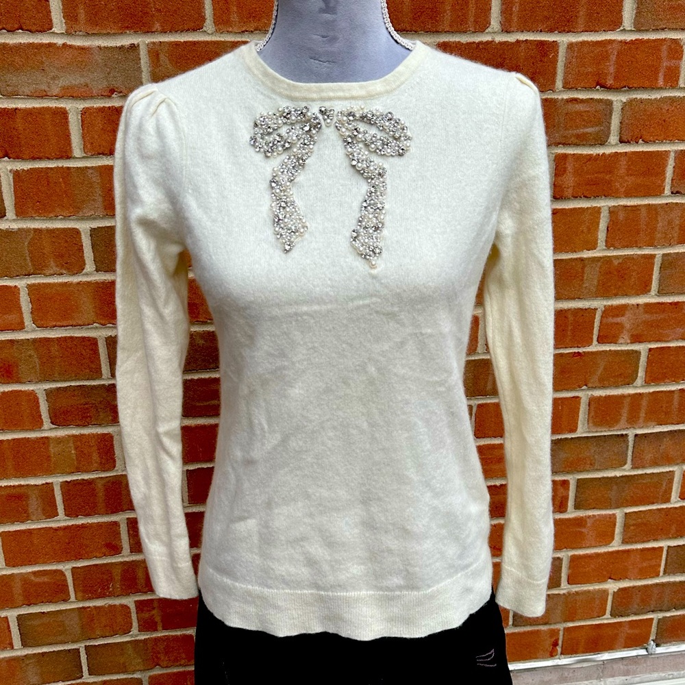 Vintage y2k coquette bow sweater 100% cashmere